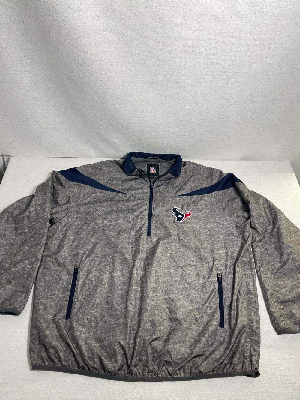 NFL Houston Texans Pullover Jacket Gray/Navy/Red 1/2 Zip Men’s 3XL. SKU#0575